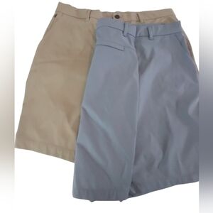 2 pr 32 cool stretch performance gray and tan shorts size 36